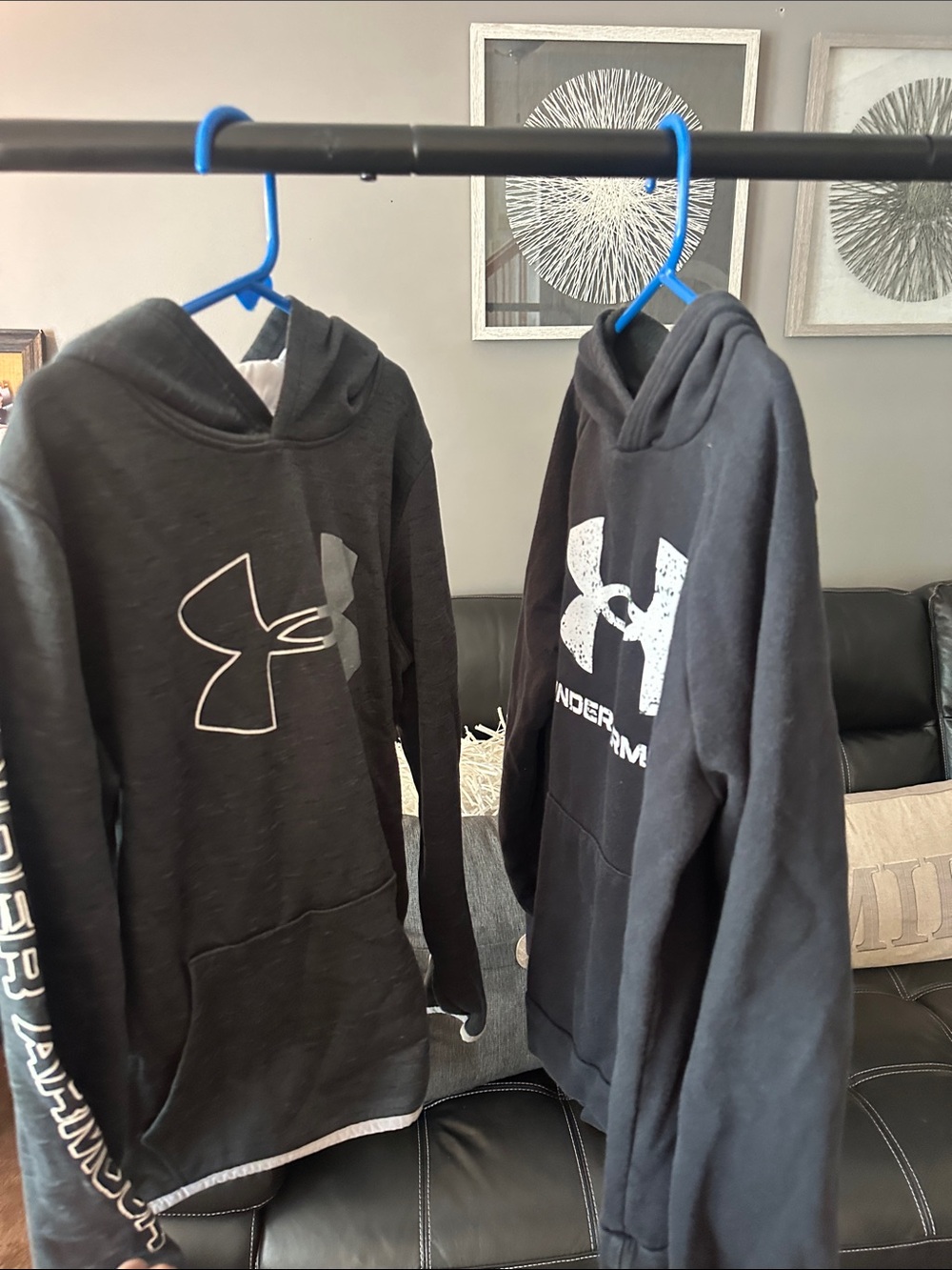 Under Armour Black Hoodies with White Logo Accents